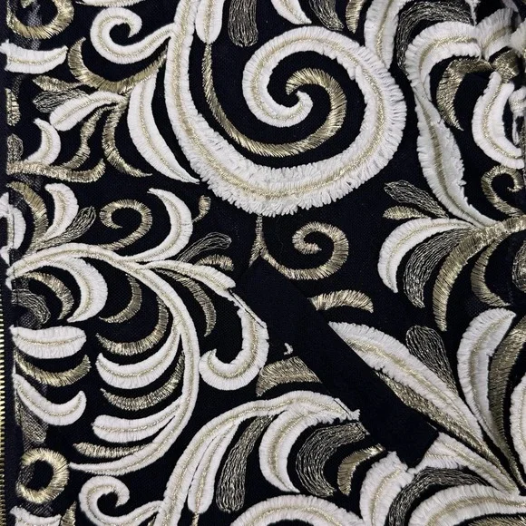 CHICO'S Travelers Scrolled Bomber Jacket Small Front Zip 3/4 Sleeve - Picture 8 of 15